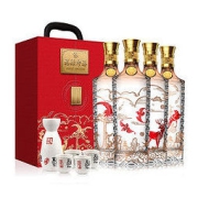 WULIANGYE 五粮液 宜宾五粮液股份 福禄寿禧礼盒52度500ml*4瓶 浓香型高度白酒整箱装 高档皮盒送礼酒