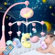 Temi 糖米 多功能音乐床铃床头摇铃 婴儿玩具0-3-6-12个月新生婴幼儿童宝宝趣味安抚0-1岁 粉色充电彩盒装