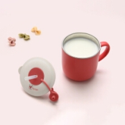 udaone 柚芽 婴儿不锈钢吸管杯 带硅胶吸管-草莓红