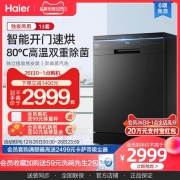 海尔EW130266BKT家用全自动开门烘干13套独嵌两用前入式洗碗机H40