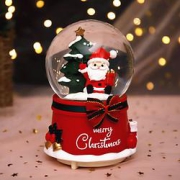耀峥圣诞水晶球音乐盒摆件圣诞老人中号【七彩自动飘雪+音乐】