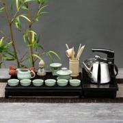金镶玉连年有余仿宋汝窑石瓢功夫茶具套装