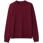拍2件 无印良品 MUJI 女式 羊毛桑蚕丝 可水洗 圆领毛衣 紫红色 M