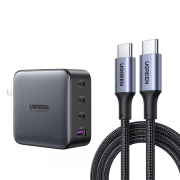 京东超市	绿联 GaN氮化镓PD充电器65W/20W快充头 通用苹果iPhone13/12华为手机MacBook笔记本电脑iPad平板Type-C插头 【100W】3C1A氮化镓线充套装
