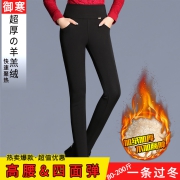 高腰打底裤女秋冬加绒加厚胖mm大码中老年妈妈外穿小脚铅笔长裤子