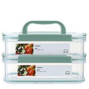 PLUS会员：LOCK&LOCK乐扣乐扣MTL224HS2M塑料保鲜盒套装两件套2.4L薄荷绿