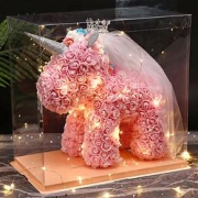 PLUS会员：柏爱粉色白纱独角兽40cm（透明礼盒）