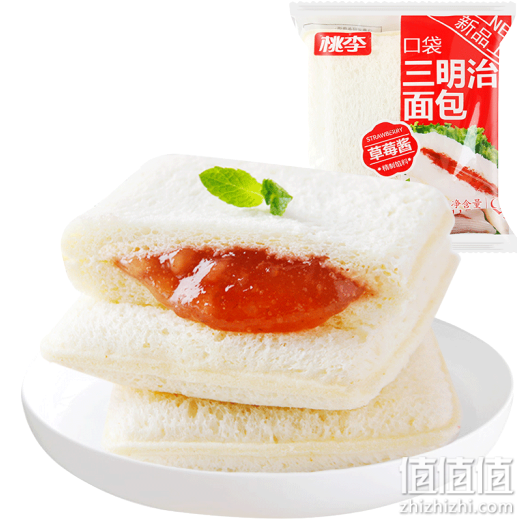 桃李面包 口袋三明治面包690g 草莓酱