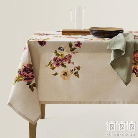 zara home桌布手绘印花布艺桌布 /棉麻多种 花卉树脂1.5x2.5m