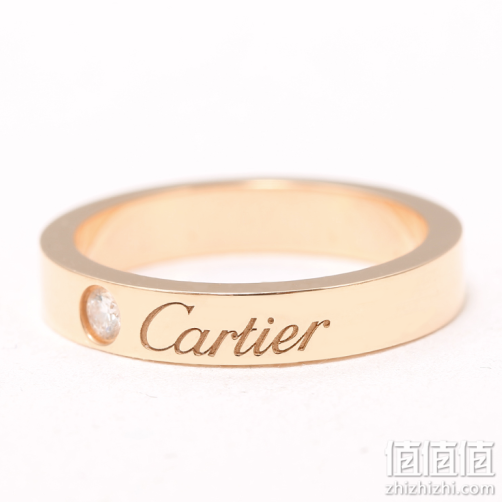 Cartier卡地亚戒指单只18k玫瑰金镶钻宽4mm可做结婚对戒0.03克拉 59