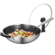 COOKER KING 炊大皇 304不锈钢全面屏防刮耐磨多层钢家用物理不粘炒锅锅具34cm明火磁炉通用CG34QM