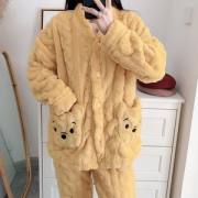 阔图  女士法兰绒睡衣 休闲可爱家居服 2件套