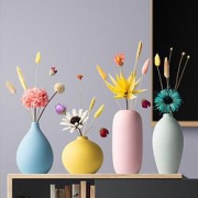 志图家居陶瓷小花瓶四件套含花