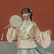 汉尚华莲 明制汉服 九曜 女士上袄 浅粉色 HZQ111