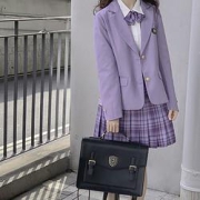 啦啦酱jk制服葡萄汽水校供感紫色西装外套