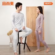 宜而爽男女纯棉秋衣套装棉毛衫全棉圆领冬季红品系列情侣保暖内衣