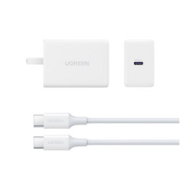 UGREEN绿联CD282手机充电器Type-C40W白色+双Type-C100W数据线TPE1m白色线充套装