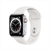 Apple 苹果 Watch Series 6 智能手表 40mm GPS 蜂窝款版 银色不锈钢表壳 白色运动型表带（GPS、心率、血氧)