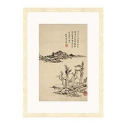 雅昌王原祁《溪岸图》55×75cm装饰画宣纸