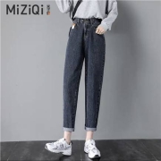 米子旗 加绒牛仔裤女 蓝灰 28