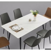 UVANART优梵艺术餐桌椅组合1.4餐桌伦巴第白4把灰椅