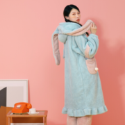 MERCURY 水星家纺 女士耳兔连帽毛绒家居服套装
