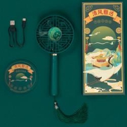 故宫文创手持小风扇宫廷绿230x10x35mm便携静音3级变速