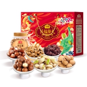 沃隆 新年坚果礼盒 1.52kg （榛子+开心果+核桃+小白杏+夏威夷果+提子干）