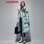 PLUS会员：YAYA 鸭鸭 DYV46B0 中长款过膝 白鸭绒外套
