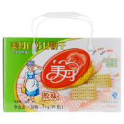 美丹 早餐饼干点心零食 白苏打饼干 礼盒装 原味1000g