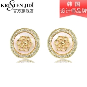 KRISTEN JUDI S925银针山茶花朵耳环女 金色 一对