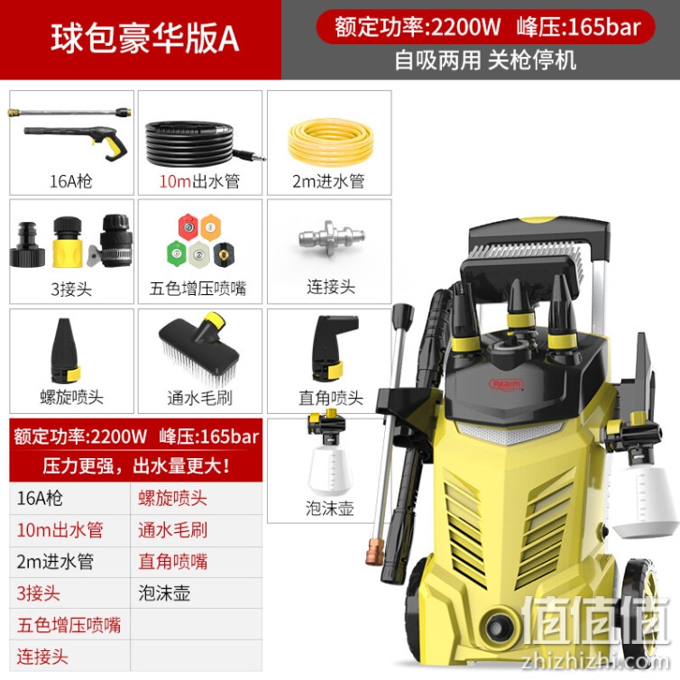 莱姆洗车机220V高压洗车神器家用便携式刷车水泵大功率清洗机水枪 球包豪华版【2200W】