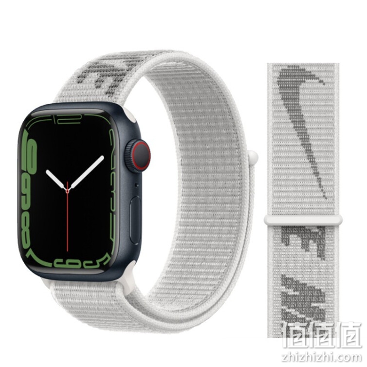 适用apple watch苹果手表表带 iwatch6/7/SE/5/4/3/2回环尼龙nike表带 耐客反光白 44/45mm
