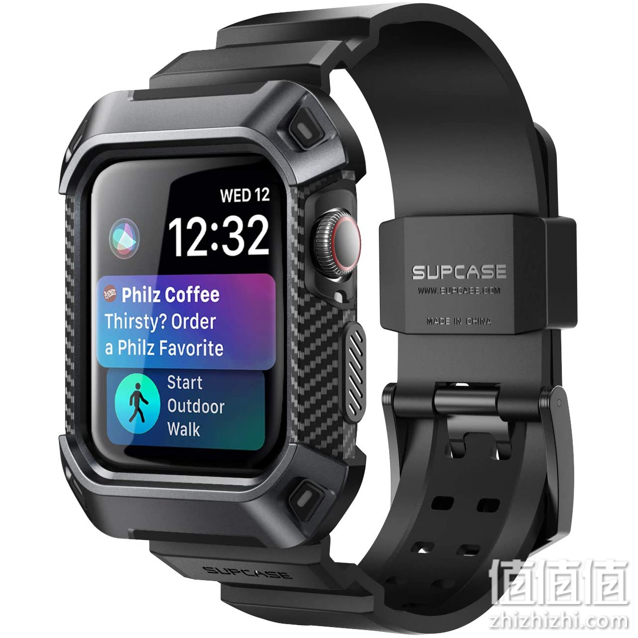 Apple Watch 4 手机壳 SUPCASE 独角兽甲壳虫 Pro 坚固保护壳带表带适用于 Apple Watch Series 4 44 毫米 2018 版843439105072 黑色