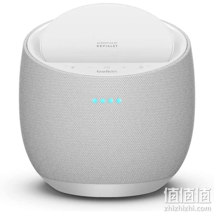Belkin SoundForm Elite Hi-Fi 智能音箱 + 无线充电器(Alexa, 蓝牙音箱, AirPlay2, Devialet Acoustics) - 白色