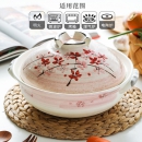 宝拉布菲 樱花万古烧 土釜砂锅煲汤锅炖锅陶瓷沙石锅煎熬中药罐电磁炉炖肉煲仔饭明火家用锅具 樱花万古烧砂锅6号【1200ml适合1-2人】
