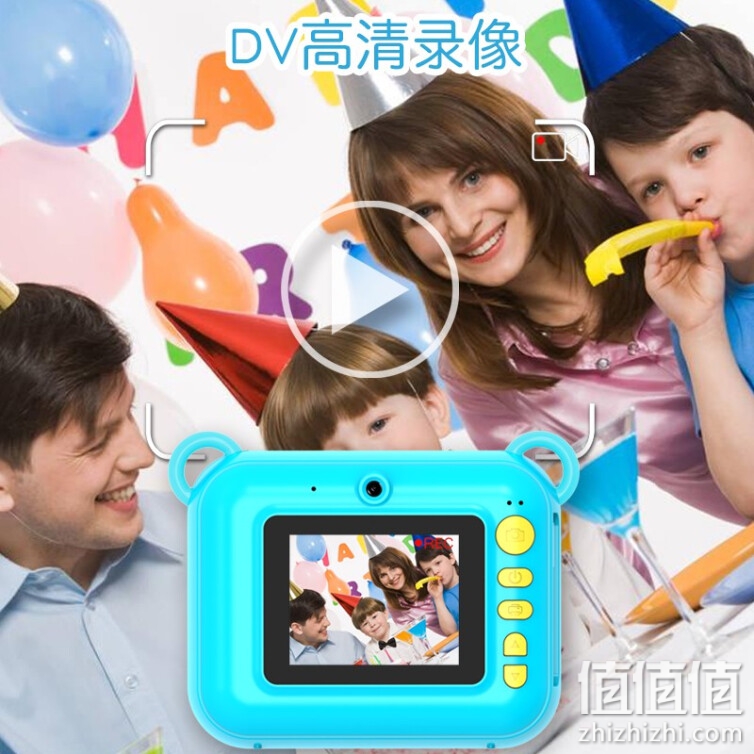 日本品牌Visionkids儿童相机可打印拍立得数码拍照录像打印高清男玩具女孩生日礼物 新品二代蓝色(含32GB卡)