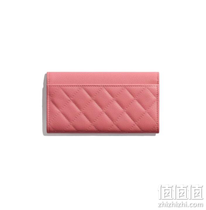 CHANEL香奈儿女包粉色粒面小牛皮翻盖中长款钱包手拿包礼盒装 B00035 N5945粉色小牛皮