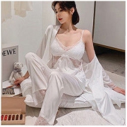PEANOJEAN 6771 女士睡衣睡袍三件套