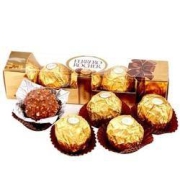 FERRERO ROCHER 费列罗 榛果威化巧克力 5粒装*4件+不二家 棒棒糖（4支） 25g