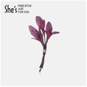 She's 茜子 幻之境系列 刺绣花朵胸针 SBB9111350