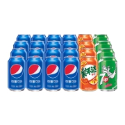 88VIP：pepsi 百事 可乐原味*16罐+美年达橙味*4罐+7喜*4罐 罐装330mL整箱装*3件