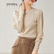 Sentubila 尚都比拉 W14E40376 女士灯笼袖毛衣