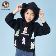 A21 女童 连帽卫衣 黑色 110/56