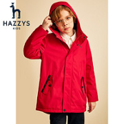 HAZZYS 哈吉斯 男童加绒连帽厚风衣
