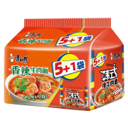 康师傅 方便面 经典香辣牛肉面*5袋+韩式辣牛肉面*1袋
