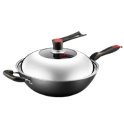 COOKER KING 炊大皇 炒锅32cm铁锅无涂层铸铁炒菜锅具电磁炉燃气煤气灶明火通用C32D2