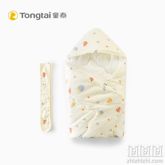 童泰 秋冬婴儿床品新生儿夹棉抱被 黄色 90x90cm