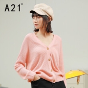 A21 v领毛衣开衫女 粉橙红 155/80A/S29元包邮