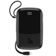 BASEUS 倍思 BS-P1002L 苹果款 移动电源数据线二合一 黑色 10000mAh Type-C/Lightning 15W 双向快充